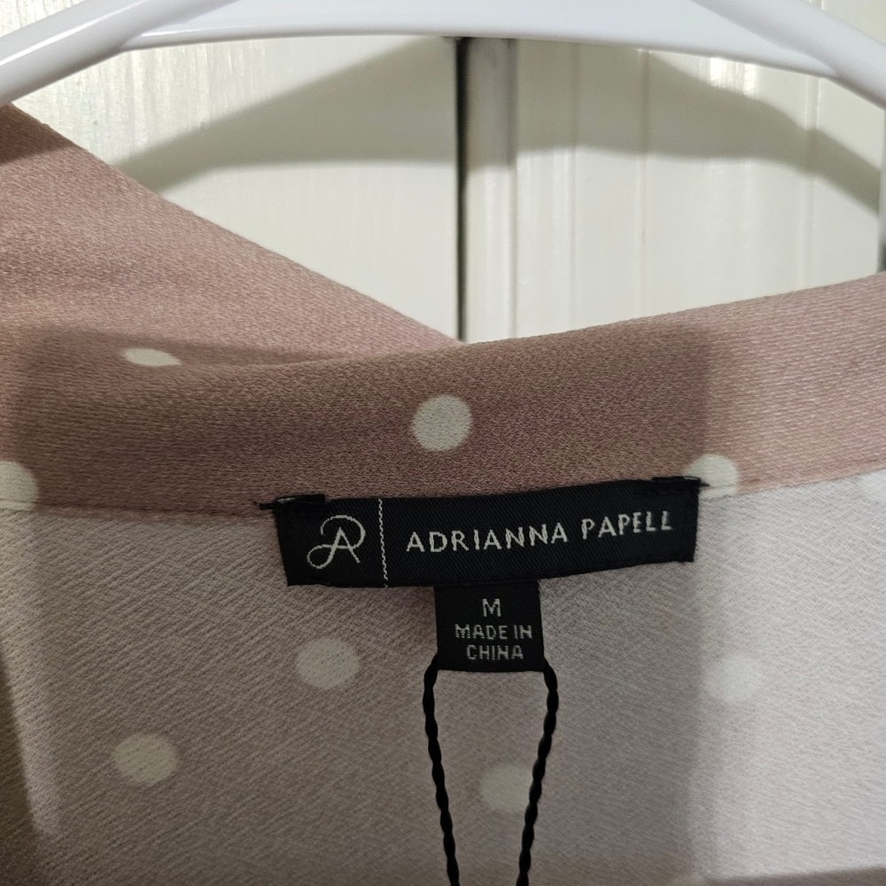 Adrianna Papell Pink Polka Dot Blouse with Bow - Picture 5 of 6
